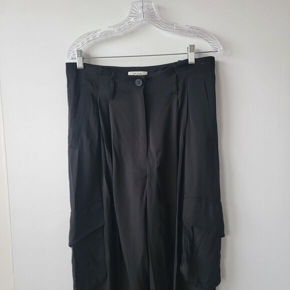 COS womens Wide-Leg Cargo Trousers size 14 high waist - Picture 3 of 8
